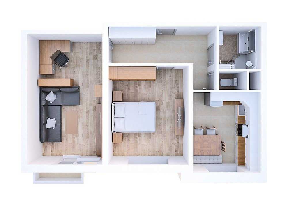 Дизайн однокомнатной квартиры от 30 до 40 кв. м | 34 фото