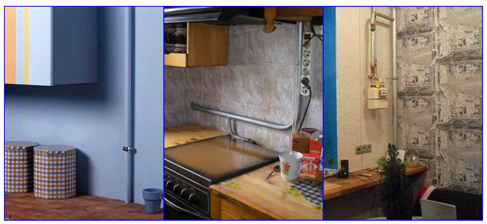 6 советов, как спрятать газовую трубу на кухне + фото