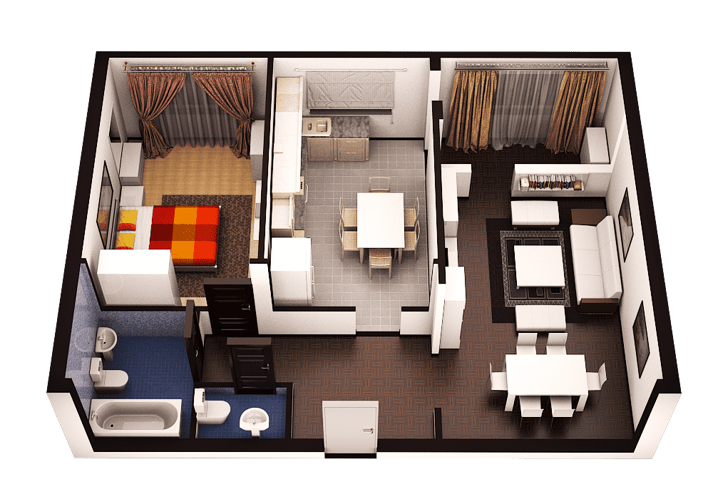 Дизайн интерьера квартиры-студии 28 кв. метров (55 фото)
