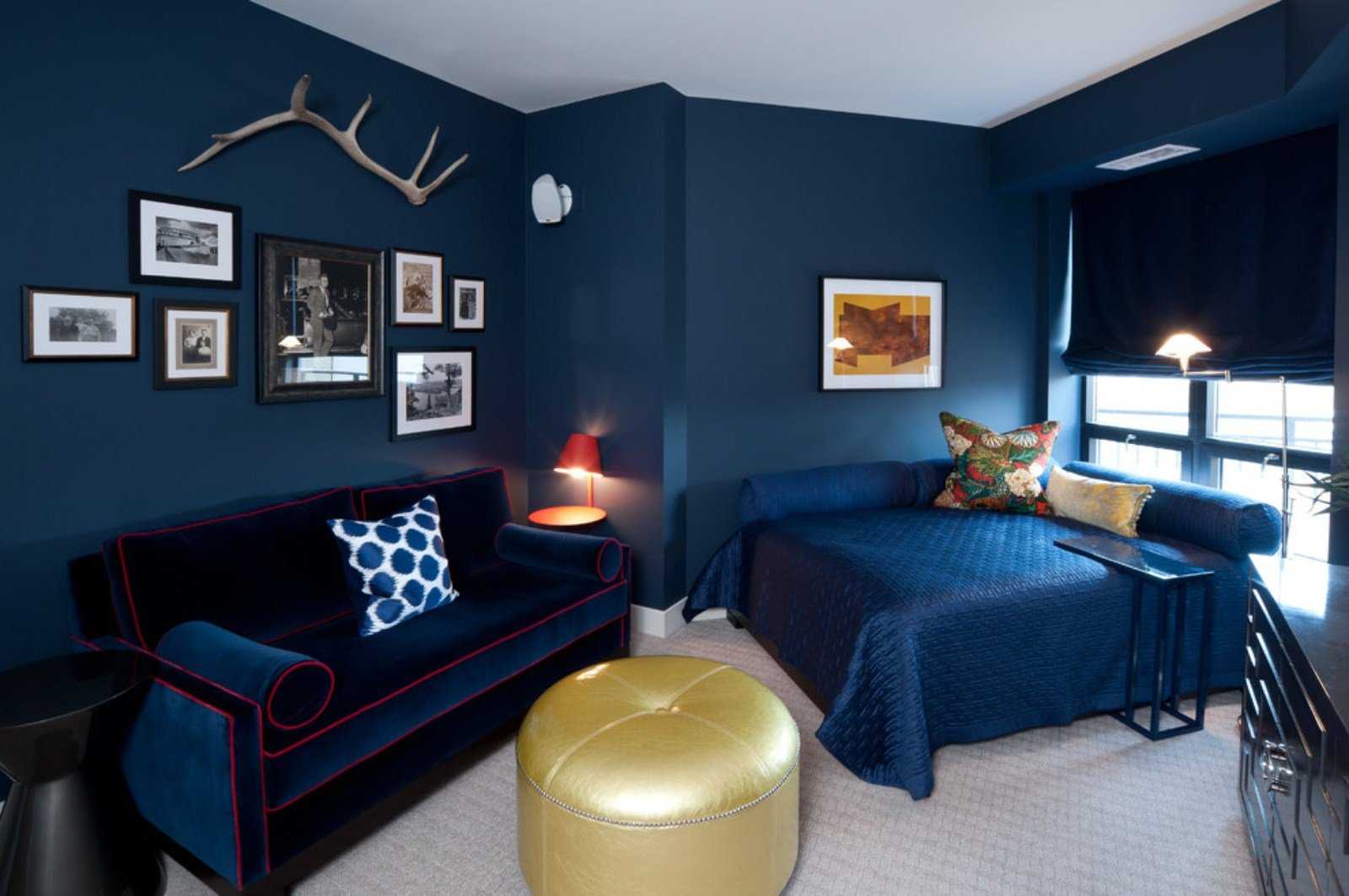 Синий цвет в интерьере - идеи дизайна комнат, цветовые сочетания (95 фото)