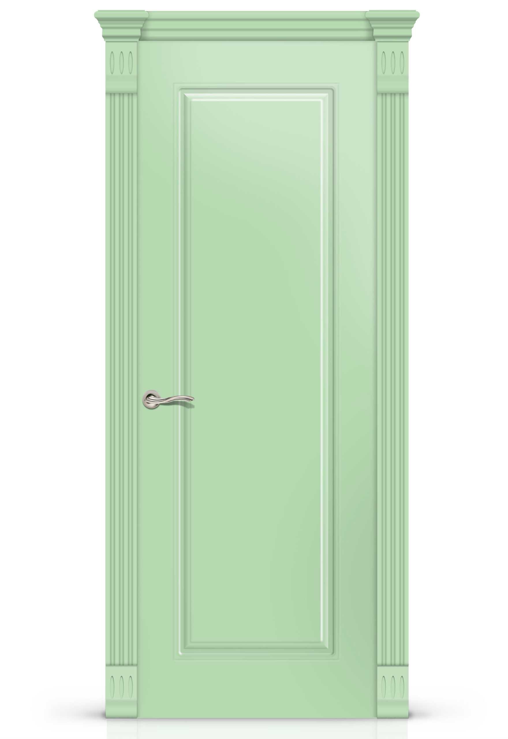 дверь фисташкового цвета в интерьере