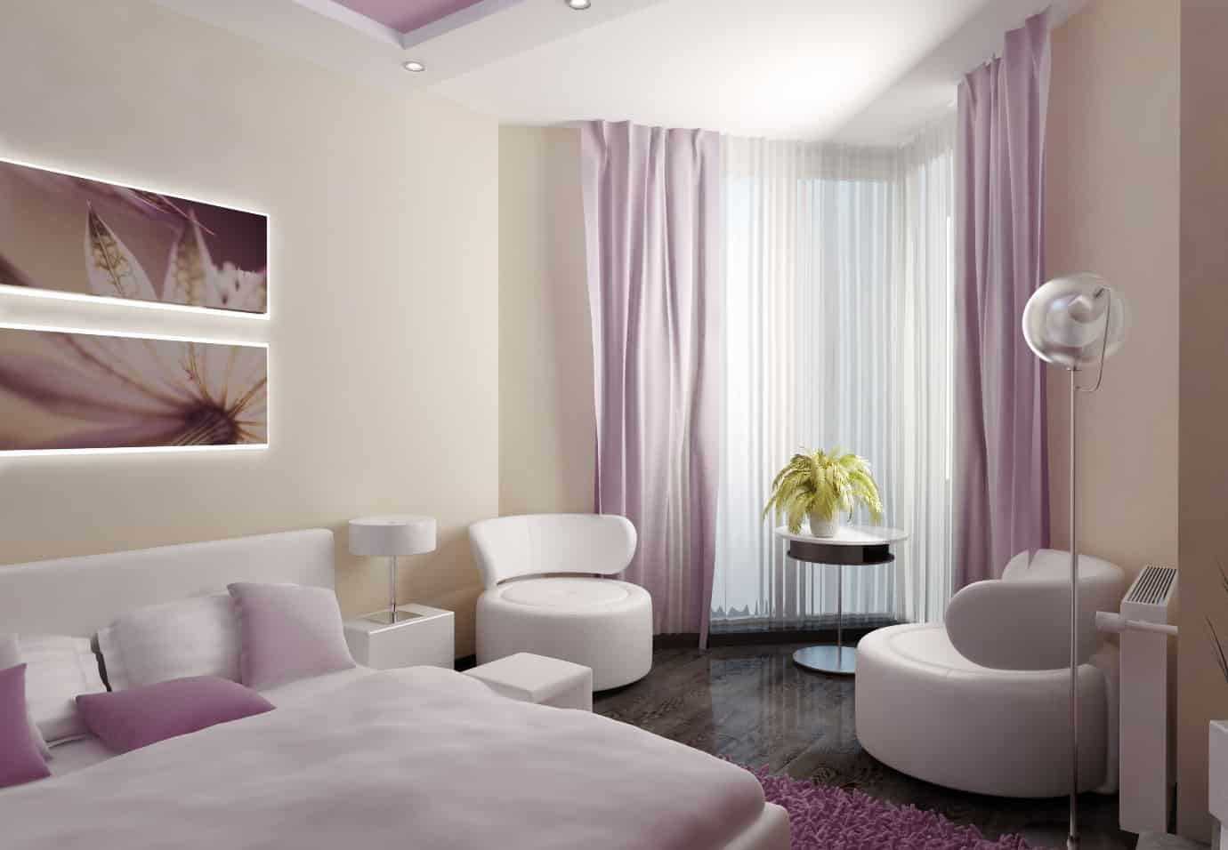 Пудровый цвет в интерьере: спальня, гостиная, стены комнаты и шторы - 18 фото
