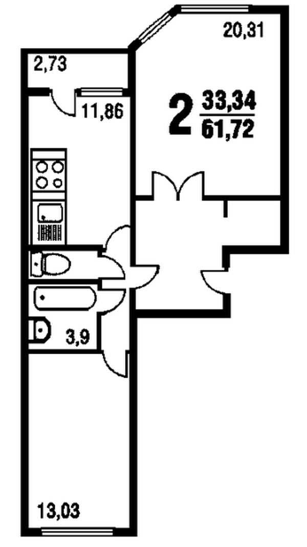 Дома серии п-46: типовая планировка 1, 2-х и 3-комнатных квартир с размерами, балкон