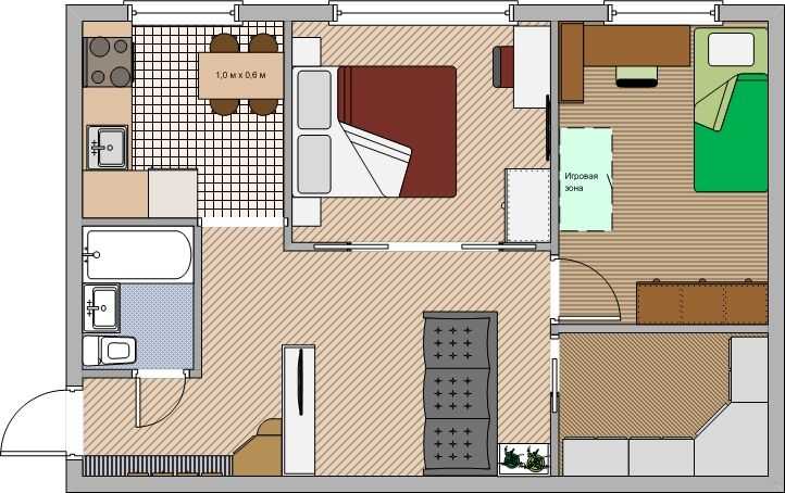 Дизайн хрущевки 2 комнаты 43-44 кв.м: планировка и перепланировка, ремонт квартиры