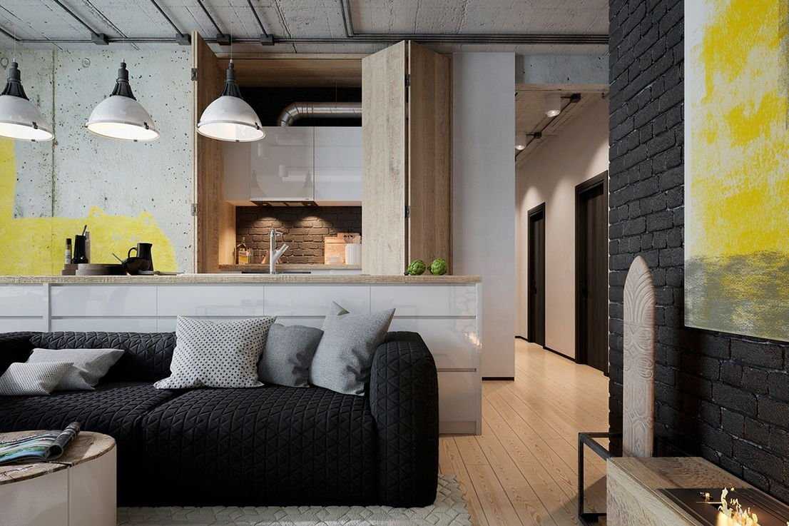 Интерьер гостиной в стиле лофт | 20 идей дизайна и оформления комнаты