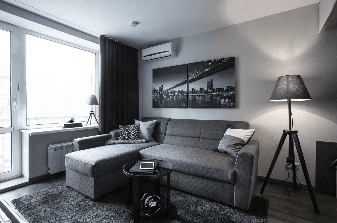 Гостиная в серых тонах: 170 фото монохромного оформления современной гостиной
