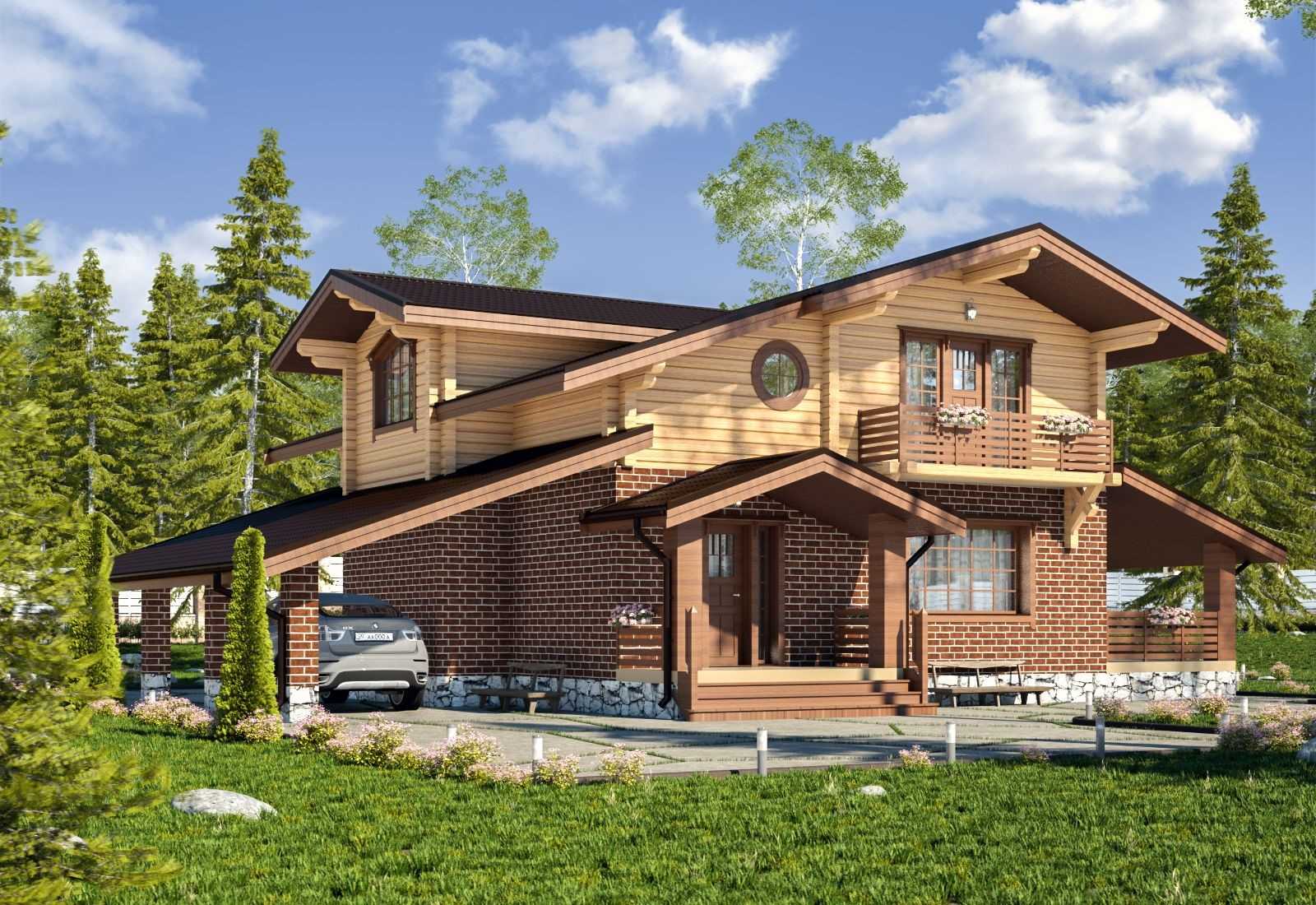 Типы комбинированных домов из камня и дерева: проектирование и постройка