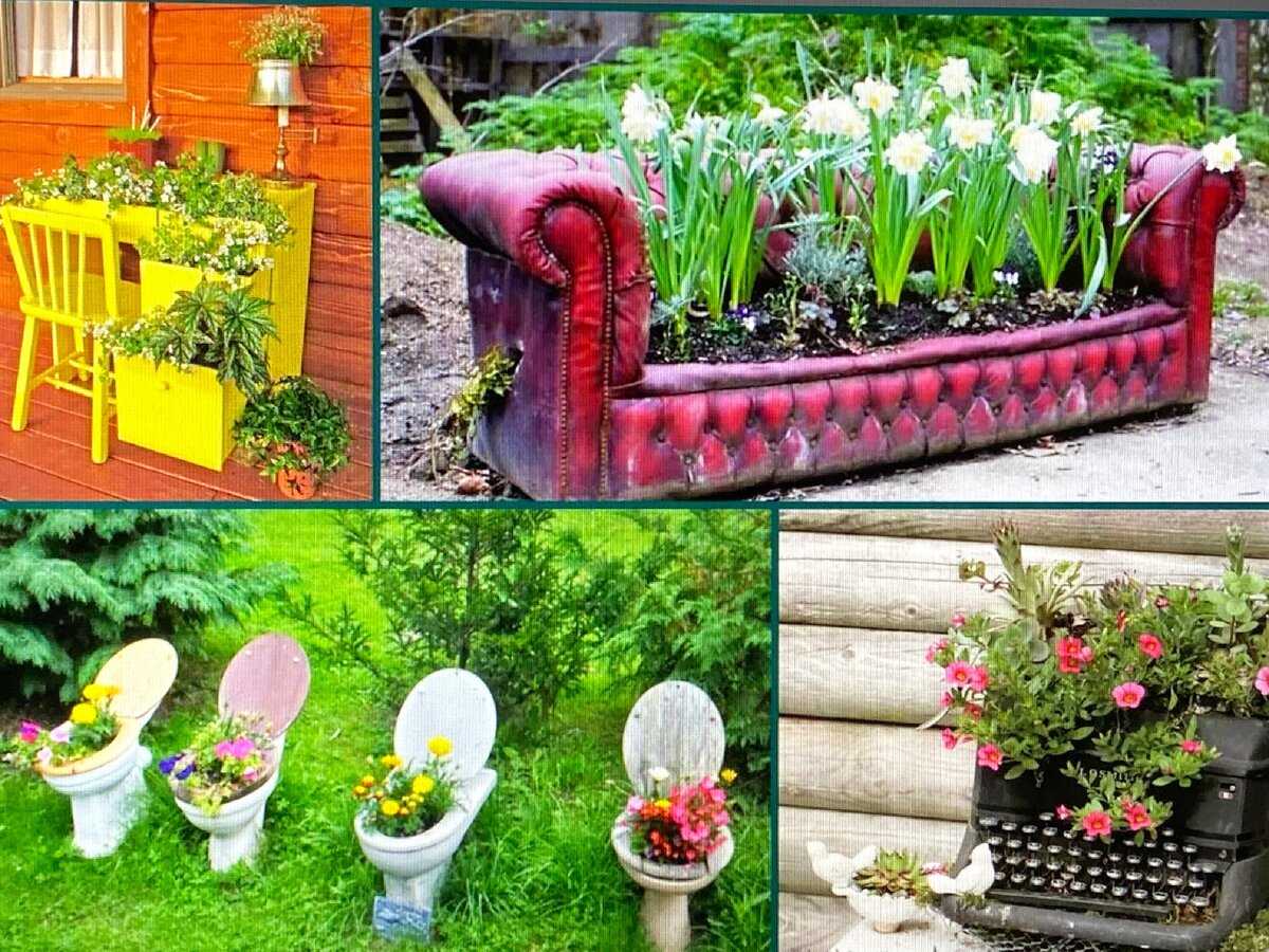 Интересные идеи для дачи и сада своими руками фото из подручных материалов