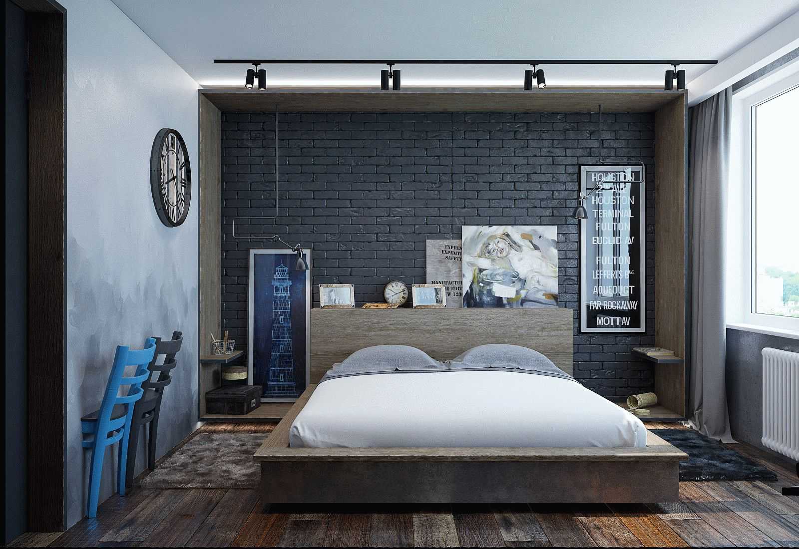 🛏 спальня в стиле лофт: отделка комнаты, подбор декора и текстиля