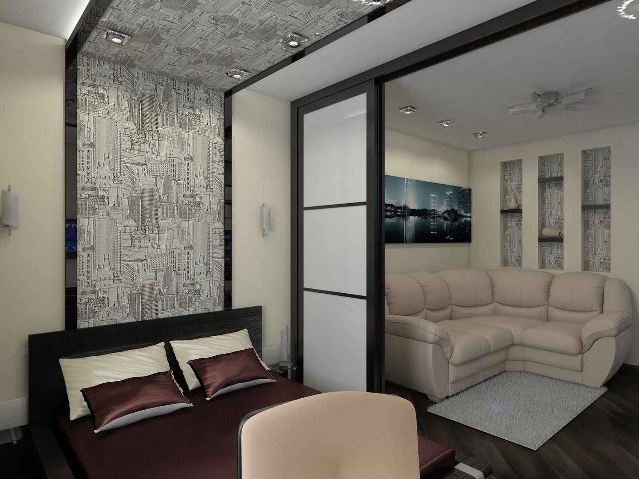 Создаем дизайн гостиной спальни на 16 кв м: идеи зонирования и размещения кровати