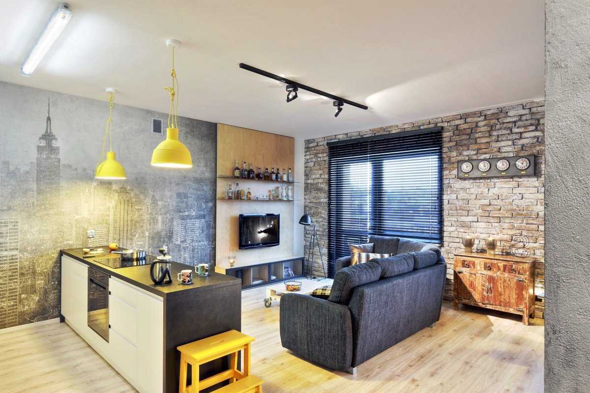 Стены в стиле лофт — кирпич, бетон и дерево в интерьере квартиры (100 фото)