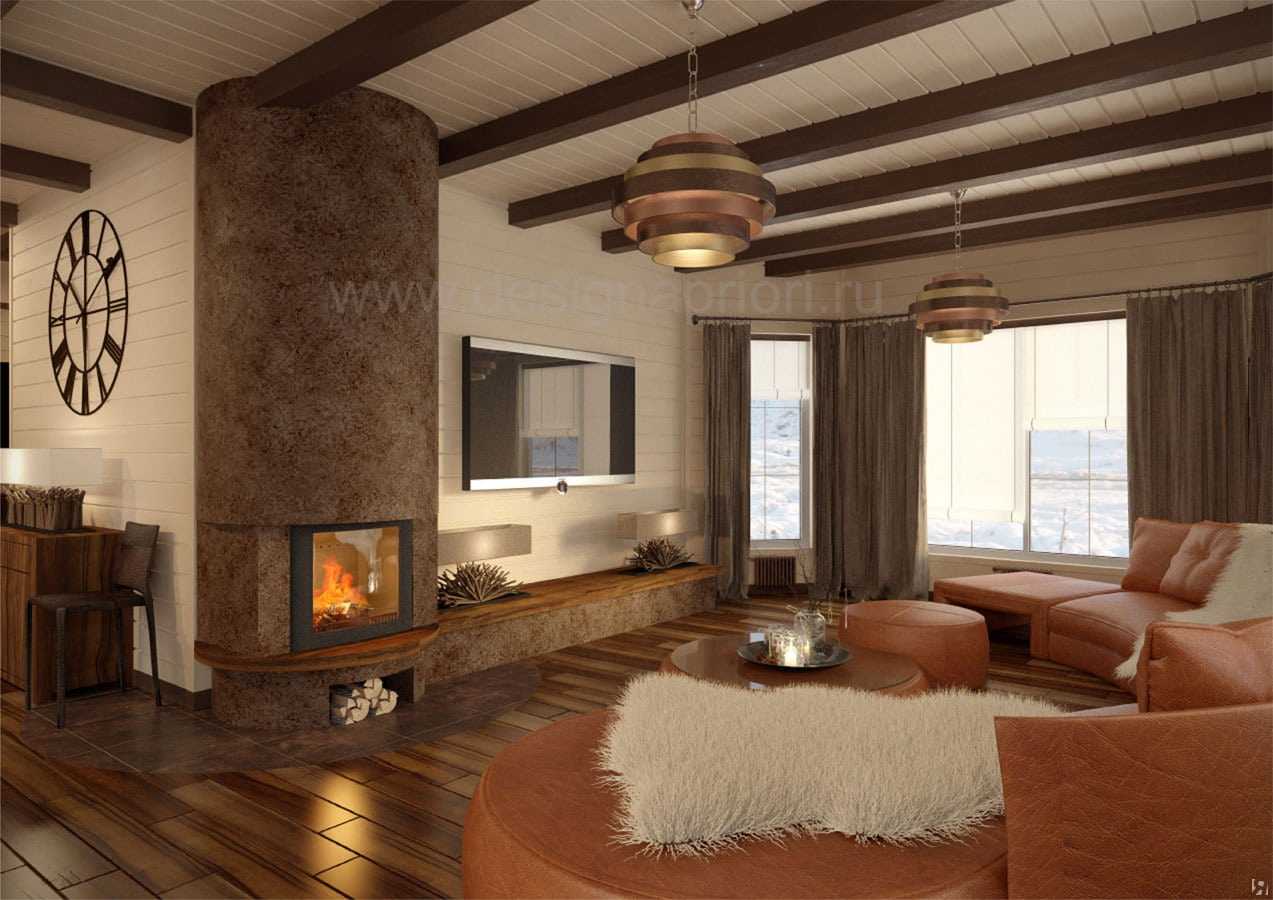 Рссказываем, как оформить интерьер гостиной в деревянном доме, чтобы он получился уютным и красивым