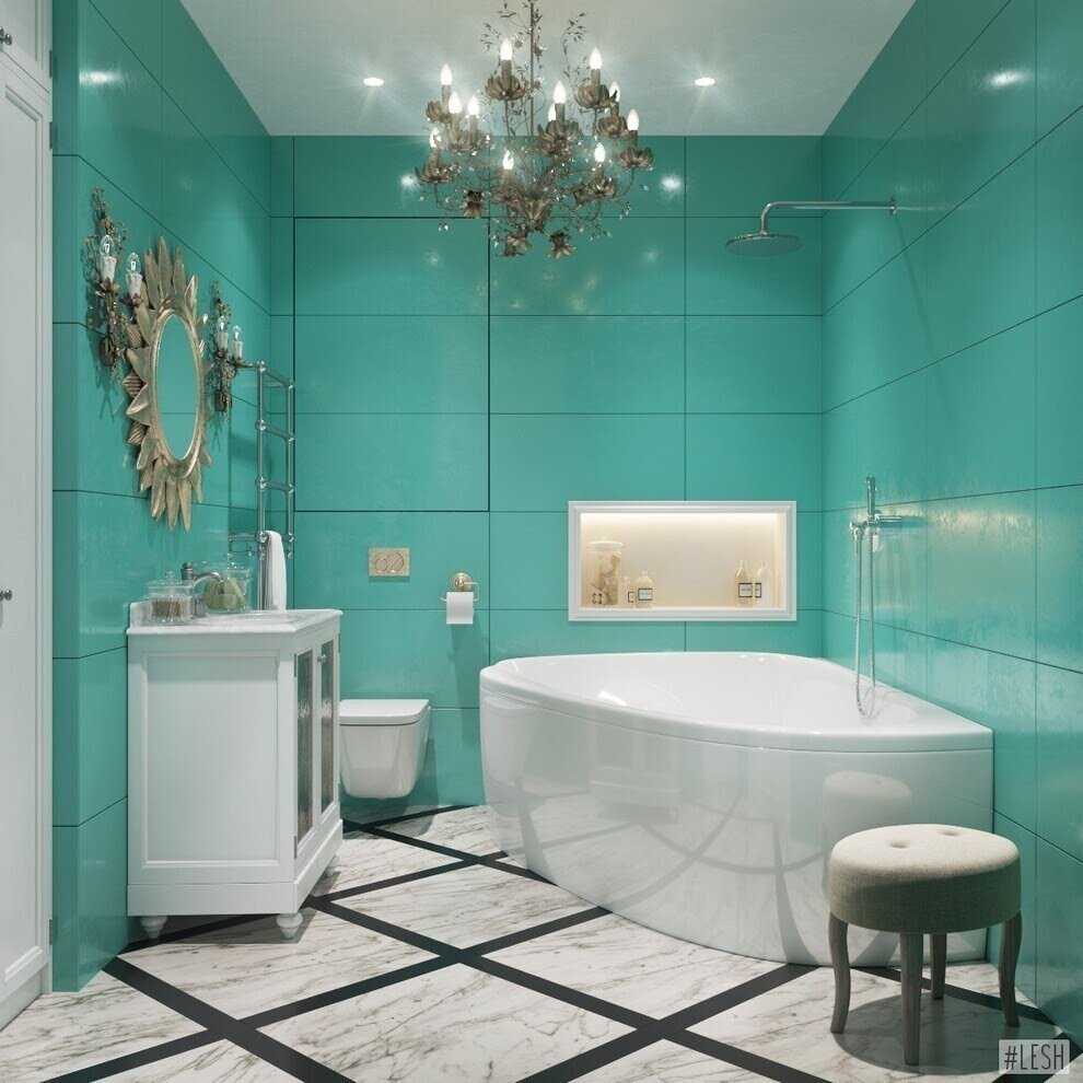 Ванная комната в бирюзовом цвете - украшение современного дома